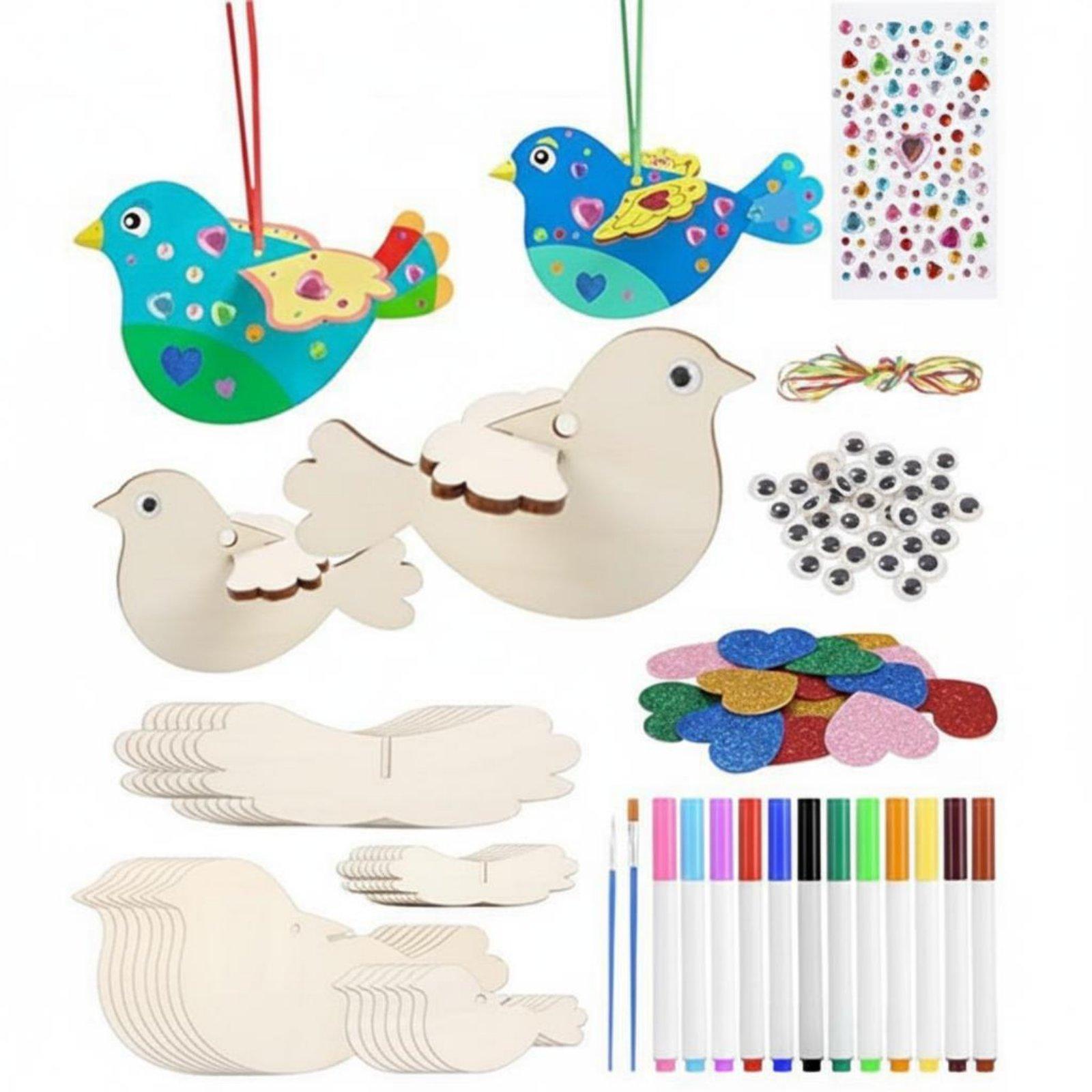 Wooden Puzzle Kids - Ahşap Kuş Süsü DIY El İşi