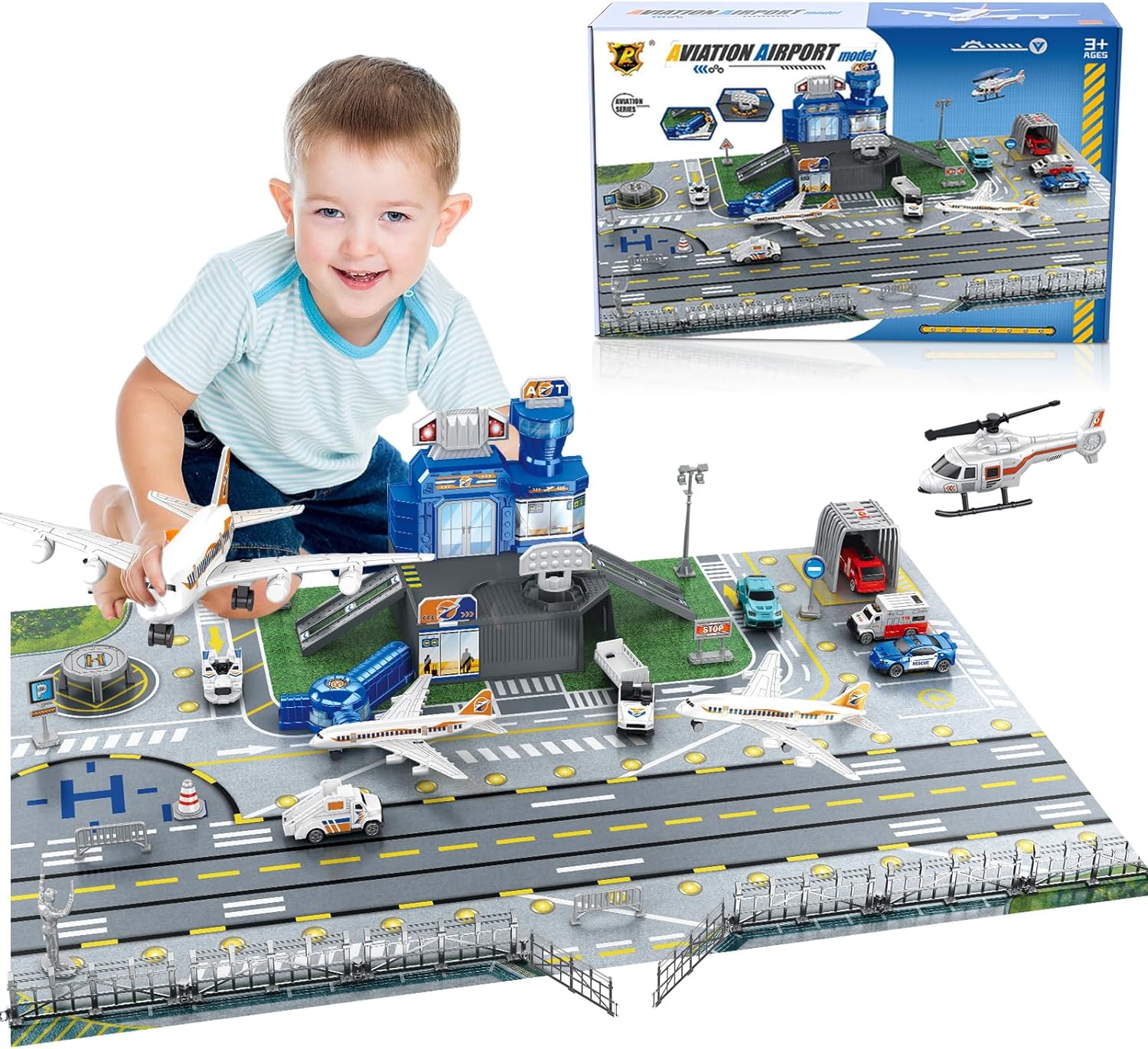 Kids Toys Helicopter - Çocuklar için Havaalanı Sahne Oyuncak Seti,