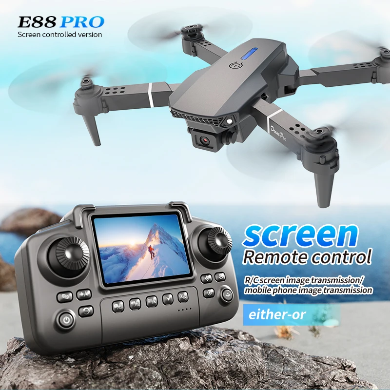 Kids Toys Helicopter - Profesyonel E88 PRO Drone, Ekranlı 8K